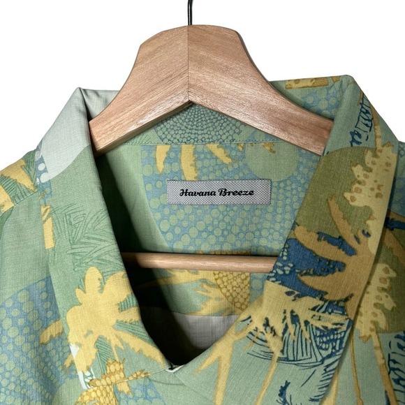 New Men’s Havana Breeze Silk Short Sleeve Printed Button Up Shirt Size XXL - Picture 4 of 8